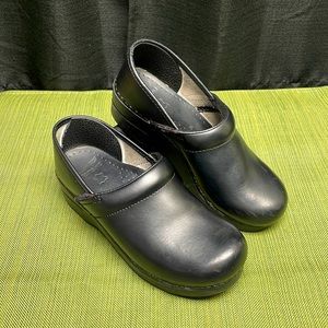 Dansko Black Leather Clogs 38
